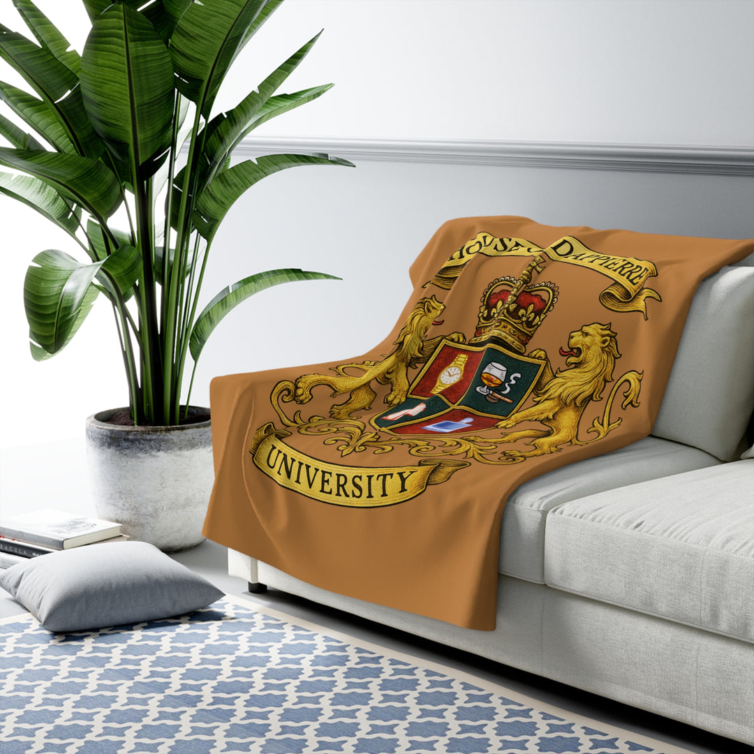House of Dappierre University Sherpa Fleece Gold Blanket