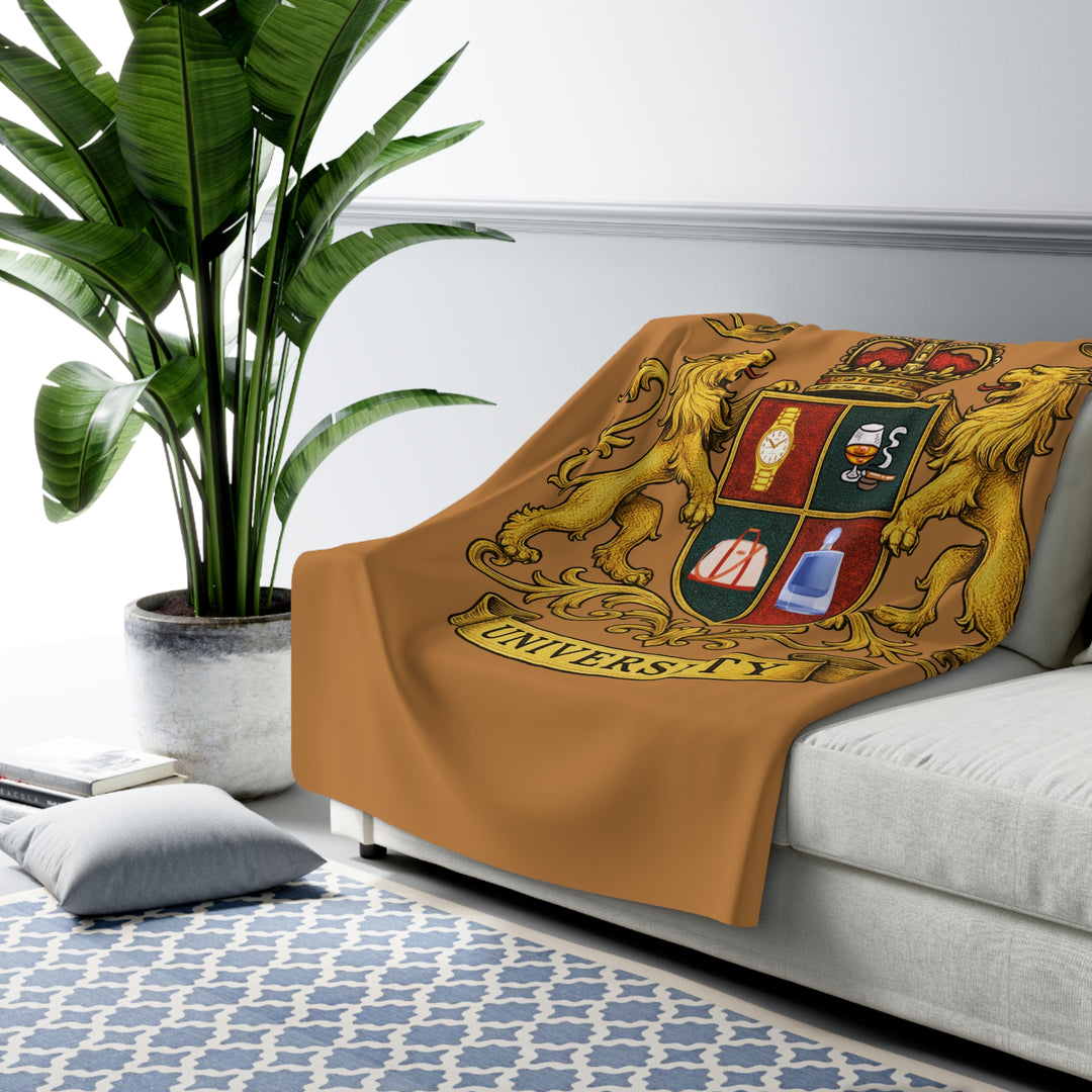 House of Dappierre University Sherpa Fleece Gold Blanket