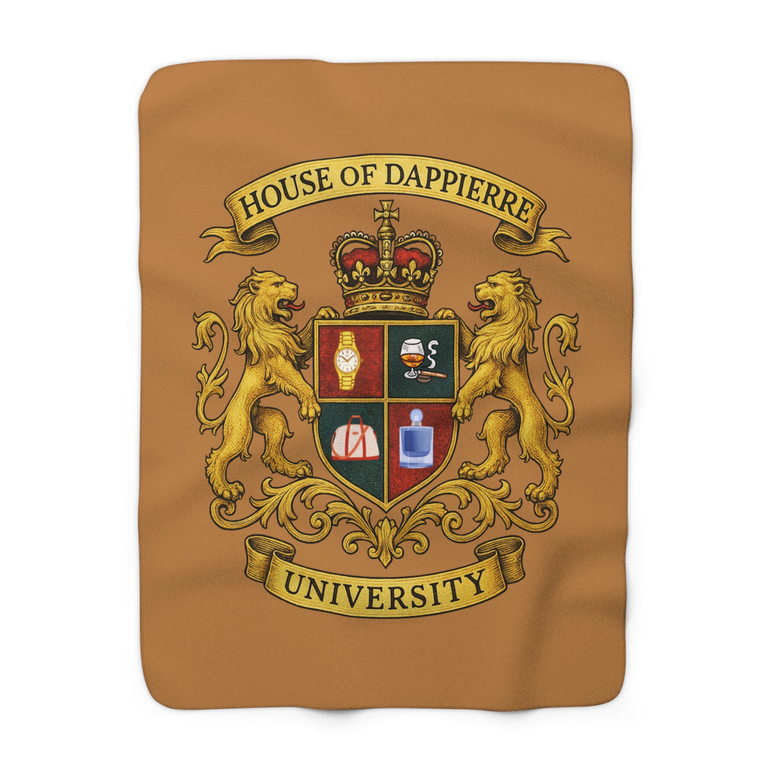 House of Dappierre University Sherpa Fleece Gold Blanket