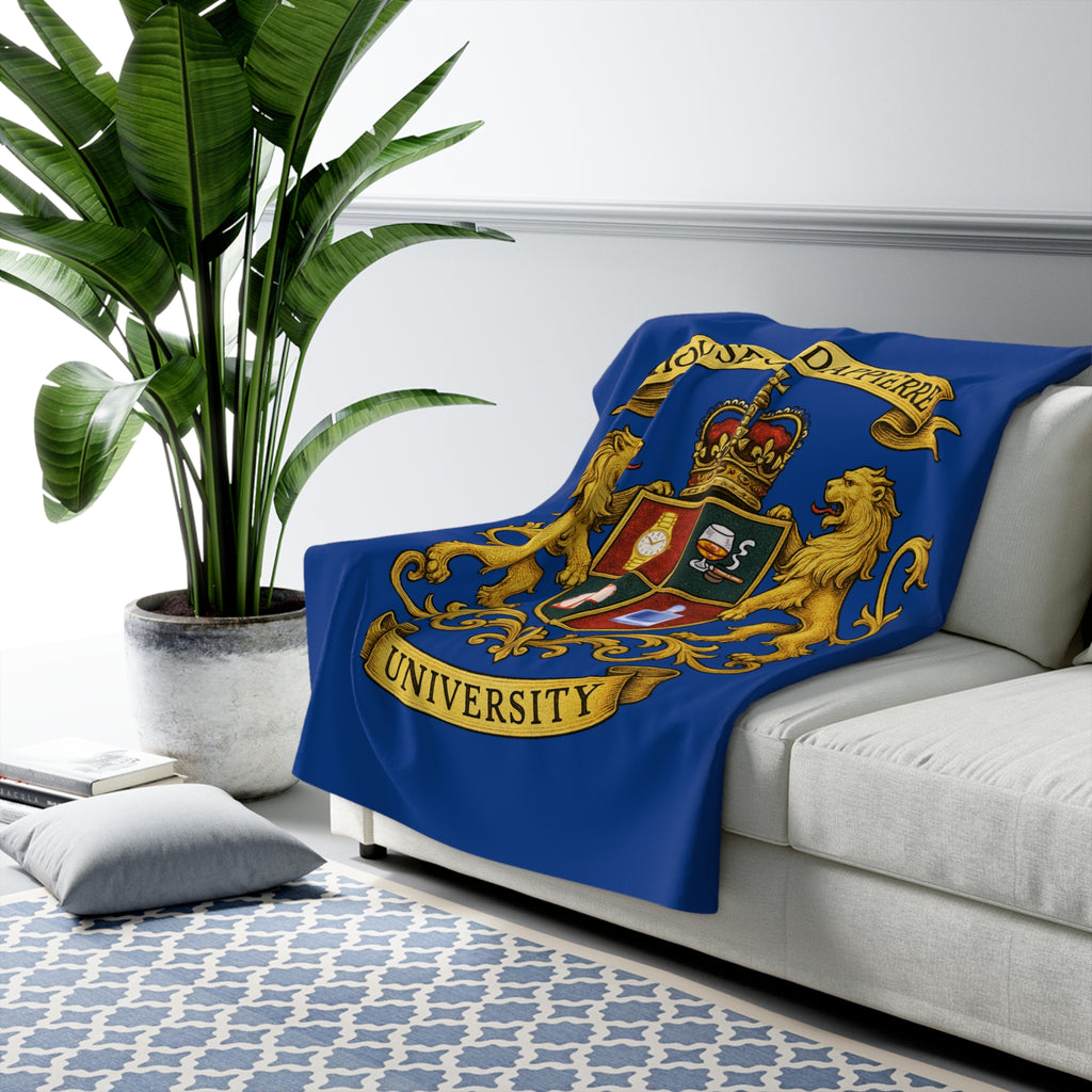 House of Dappierre University Sherpa Fleece Blue Blanket