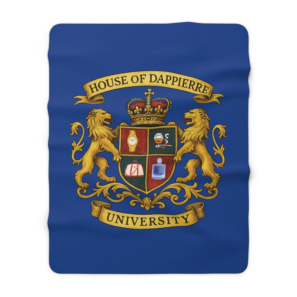 House of Dappierre University Sherpa Fleece Blue Blanket