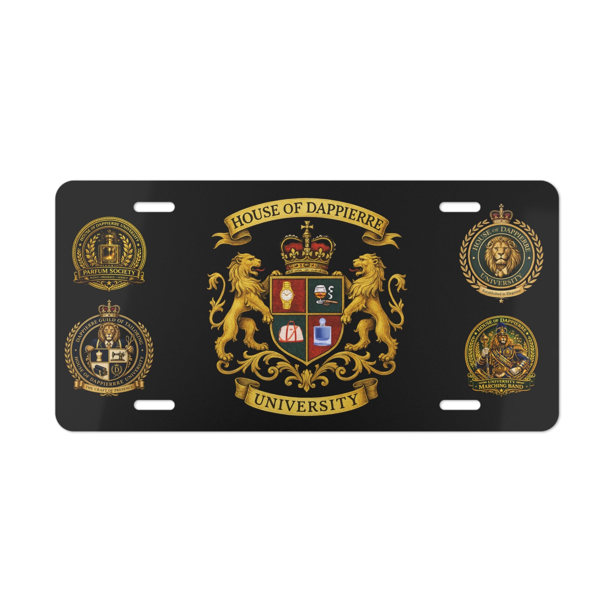 University Crest Vanity Plate — House of Dappierre Collegiate License Plate