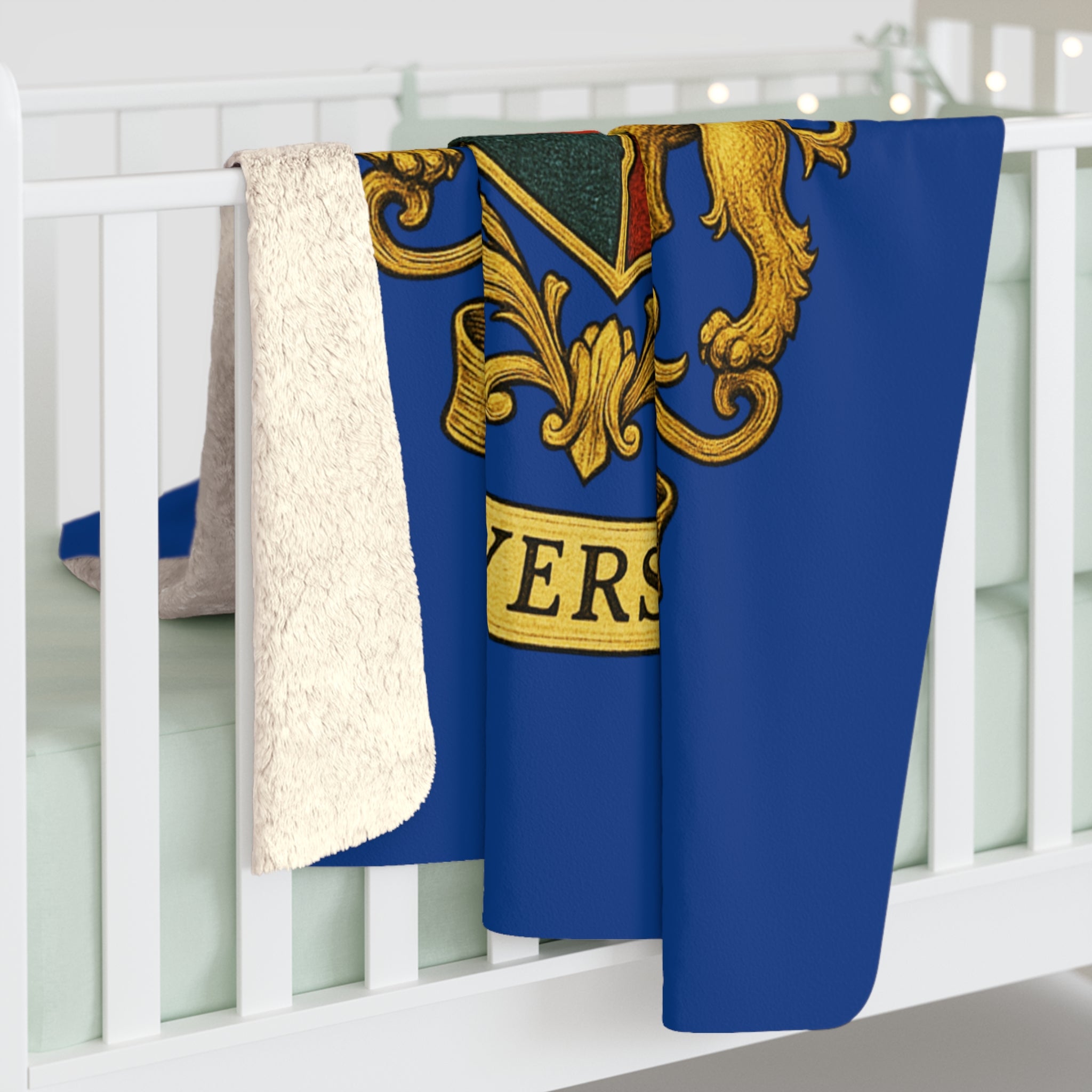 House of Dappierre University Sherpa Fleece Blue Blanket