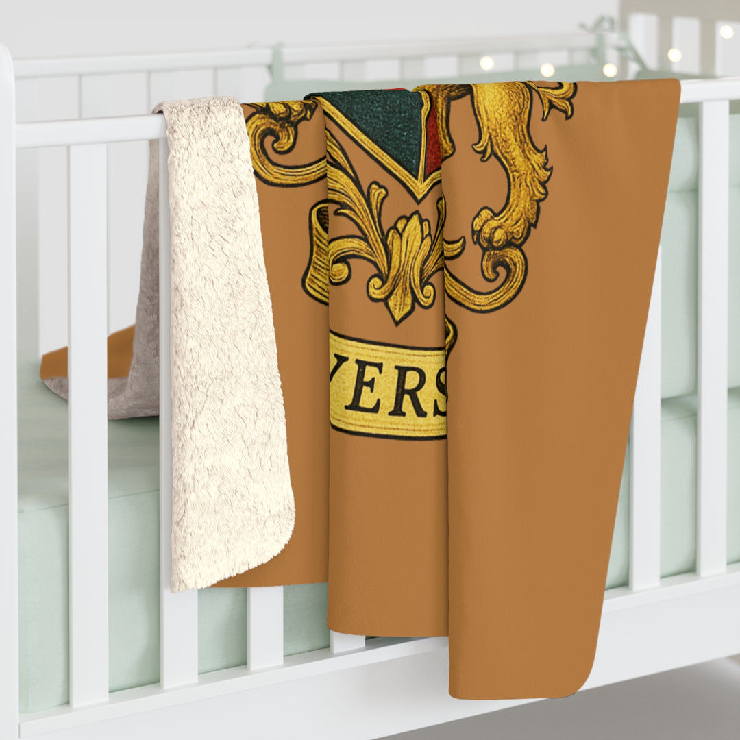 House of Dappierre University Sherpa Fleece Gold Blanket