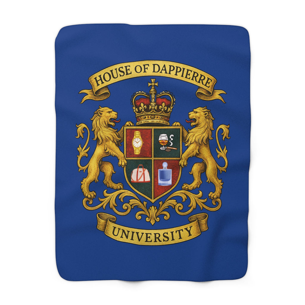 House of Dappierre University Sherpa Fleece Blue Blanket