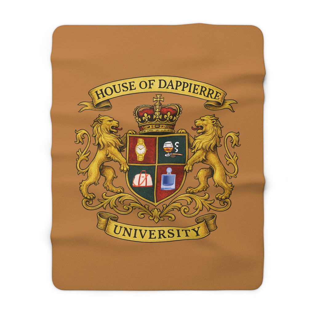 House of Dappierre University Sherpa Fleece Gold Blanket