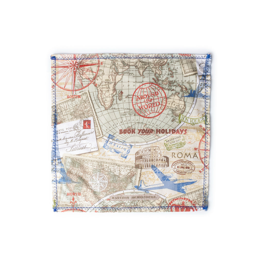 Earth Map Pocket Square | Map Pocket Square | House of Dappierre