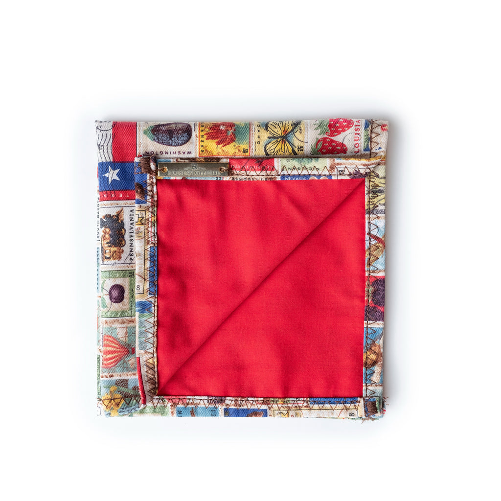 Stamps Print Pocket Square | Stamps Pocket Square | House of Dappierre